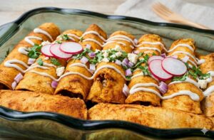 Vegan “Chicken” Enchiladas with Mushrooms & Cheese