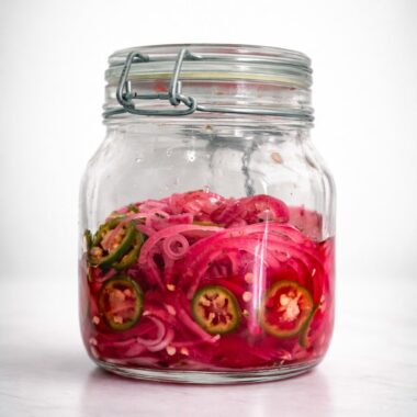 quick pickled red onions in jar
