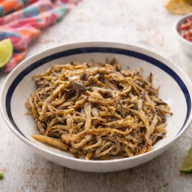 Grilled oyster mushrooms in a bowl