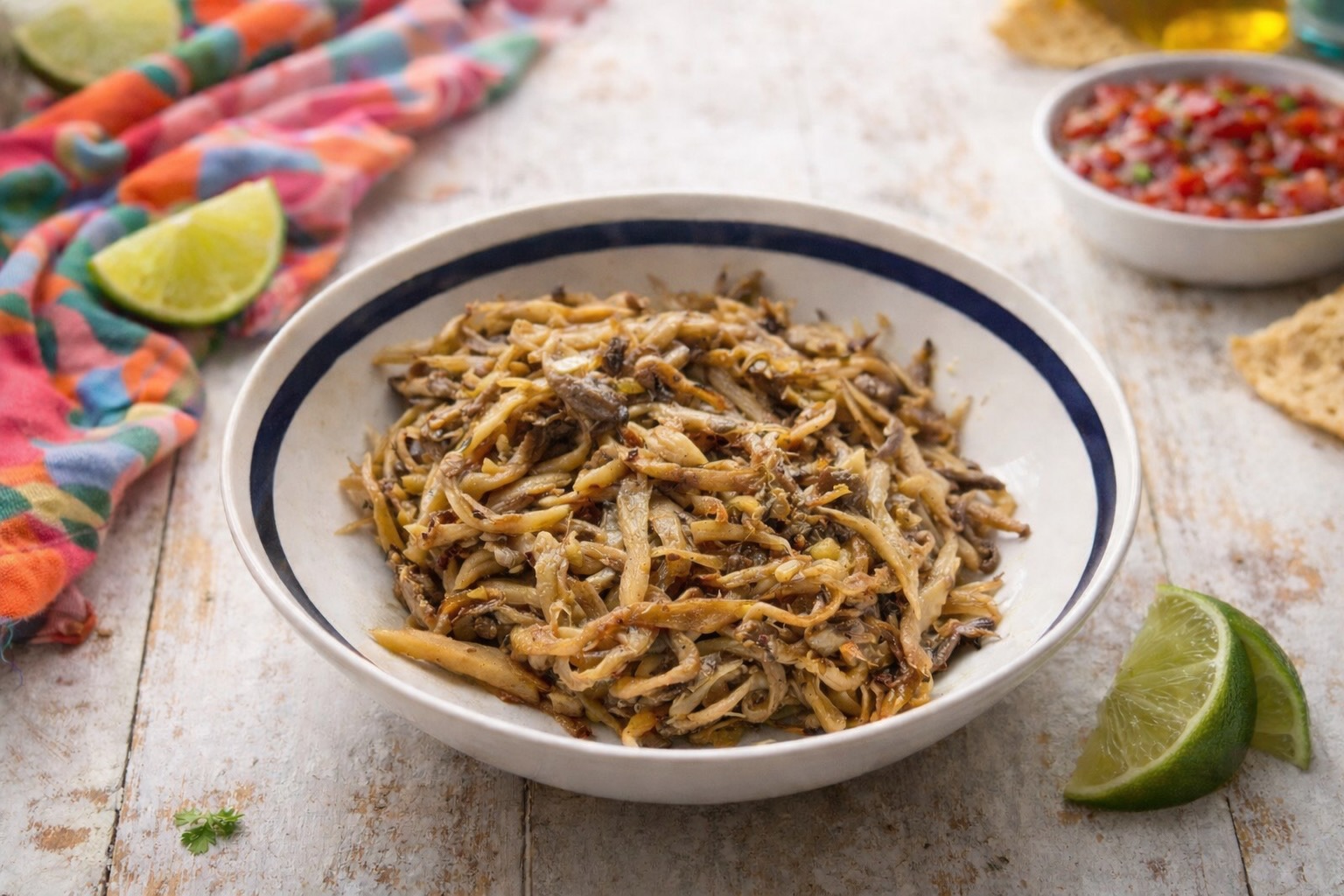 Grilled oyster mushrooms in a bowl