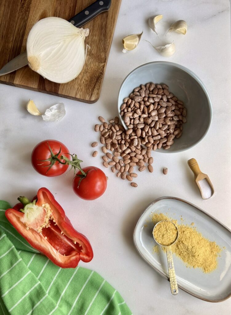 all ingredients for refried pinto beans